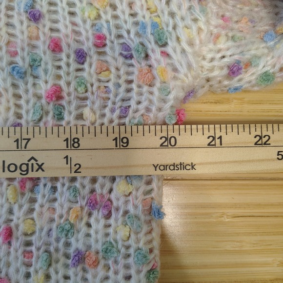 Jodifl Women's Turtleneck Sweater Small Cream Multicolor Speckled Bobble Knit - Picture 6 of 9